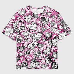 Футболка оверсайз мужская Ahegao валентинки, цвет: 3D-принт