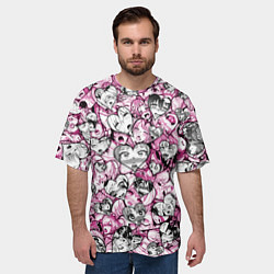 Футболка оверсайз мужская Ahegao валентинки, цвет: 3D-принт — фото 2