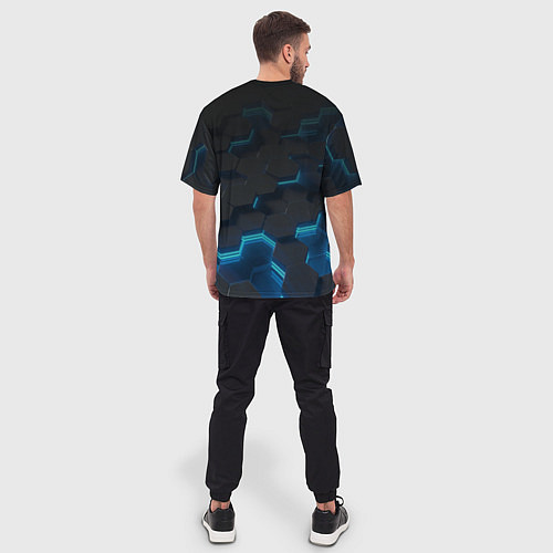 Мужская футболка оверсайз Roblox Neon Hex / 3D-принт – фото 4