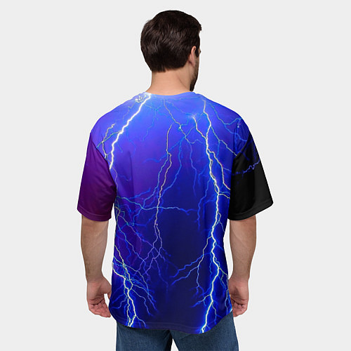 Мужская футболка оверсайз Грозовой кошак / 3D-принт – фото 4