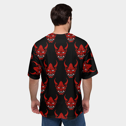 Мужская футболка оверсайз Маски Они / 3D-принт – фото 4