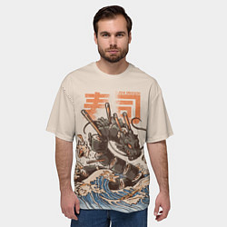 Футболка оверсайз мужская Sushi dragon, цвет: 3D-принт — фото 2