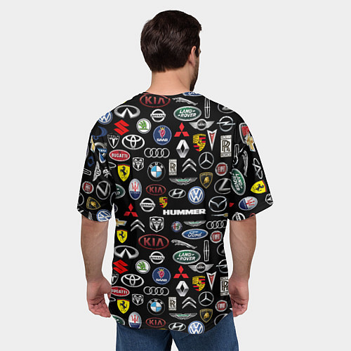 Мужская футболка оверсайз ЛОГОТИПЫ АВТО БРЕНДОВ / 3D-принт – фото 4