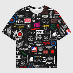 Футболка оверсайз мужская ЛОГОТИПЫ РОК ГРУПП, цвет: 3D-принт