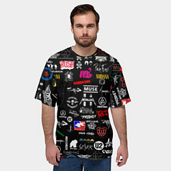 Футболка оверсайз мужская ЛОГОТИПЫ РОК ГРУПП, цвет: 3D-принт — фото 2
