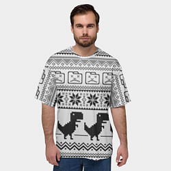 Футболка оверсайз мужская Свитер с T-rex'ами, цвет: 3D-принт — фото 2