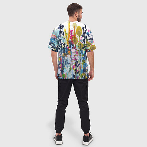 Мужская футболка оверсайз Watercolor Flowers / 3D-принт – фото 4