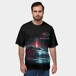 Футболка оверсайз мужская SUBARUСпина, цвет: 3D-принт — фото 2