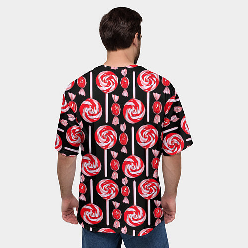 Мужская футболка оверсайз Леденцы / 3D-принт – фото 4