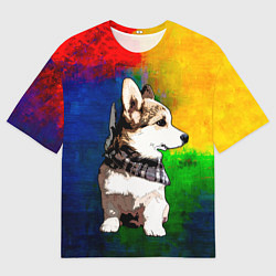 Футболка оверсайз мужская Корги, цвет: 3D-принт