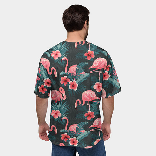 Мужская футболка оверсайз Flamingo / 3D-принт – фото 4