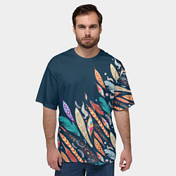 Футболка оверсайз мужская Перья, цвет: 3D-принт — фото 2