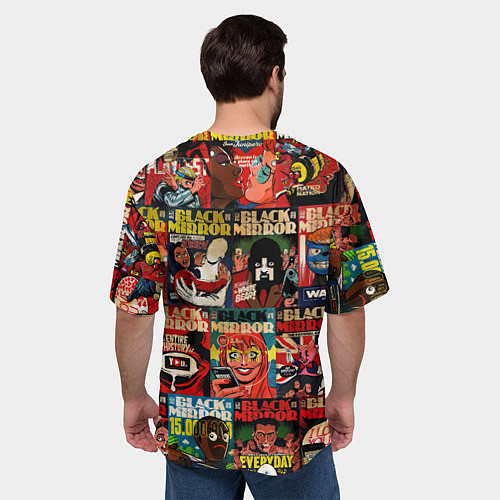 Мужская футболка оверсайз ЧЕРНОЕ ЗЕРКАЛО / 3D-принт – фото 4