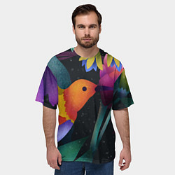 Футболка оверсайз мужская Колибри, цвет: 3D-принт — фото 2