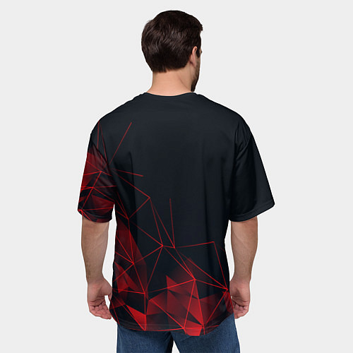 Мужская футболка оверсайз RED STRIPES / 3D-принт – фото 4