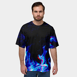 Футболка оверсайз мужская СИНИЙ ОГОНЬ ГЛИТЧ, цвет: 3D-принт — фото 2