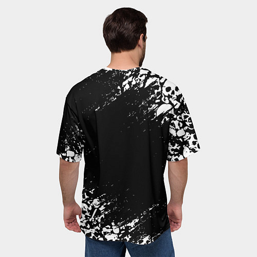 Мужская футболка оверсайз БЕЛЫЕ ЧЕРЕПА / 3D-принт – фото 4