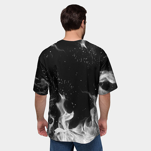 Мужская футболка оверсайз БЕЛЫЙ ОГОНЬ / 3D-принт – фото 4