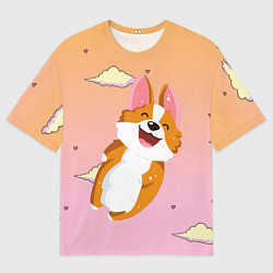 Футболка оверсайз мужская Милый корги, цвет: 3D-принт