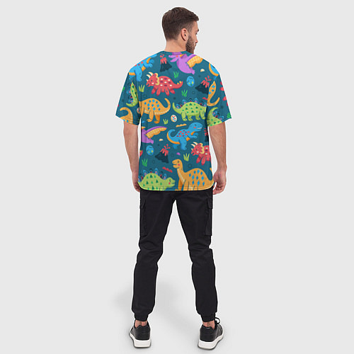 Мужская футболка оверсайз Арт с динозаврами / 3D-принт – фото 4
