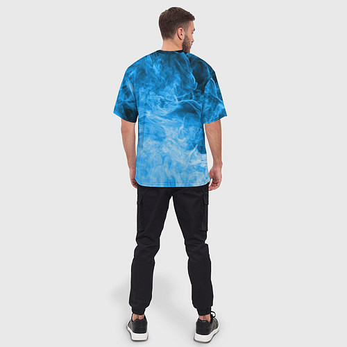 Мужская футболка оверсайз ОГОНЬ BLUE / 3D-принт – фото 4