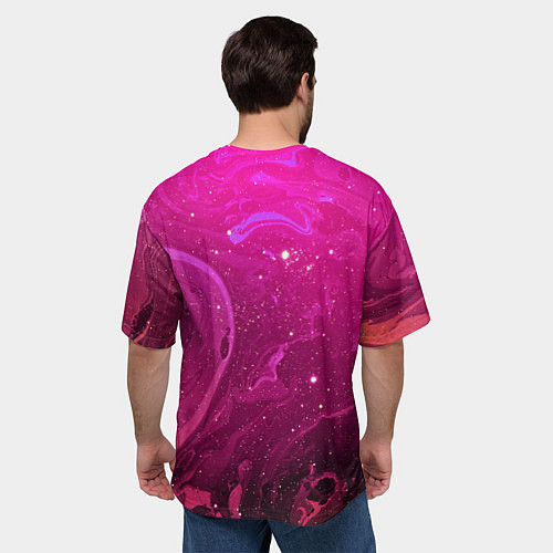 Мужская футболка оверсайз РОЗОВЫЙ КОСМОС / 3D-принт – фото 4