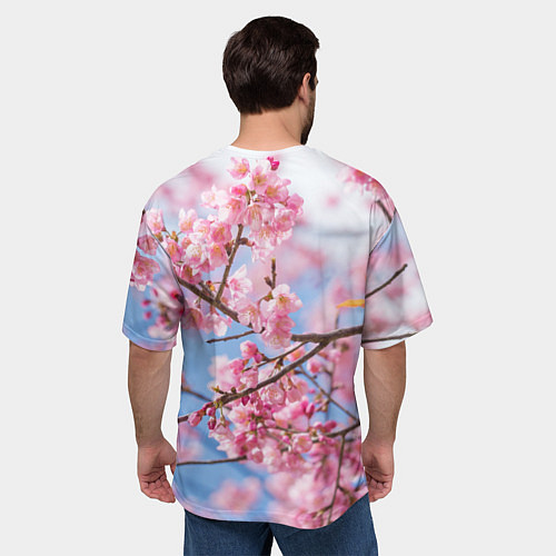 Мужская футболка оверсайз Ветки Сакуры / 3D-принт – фото 4