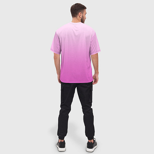 Мужская футболка оверсайз Розовая лапка с подушечками / 3D-принт – фото 4