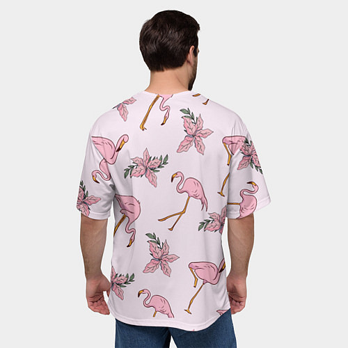 Мужская футболка оверсайз Розовый фламинго / 3D-принт – фото 4