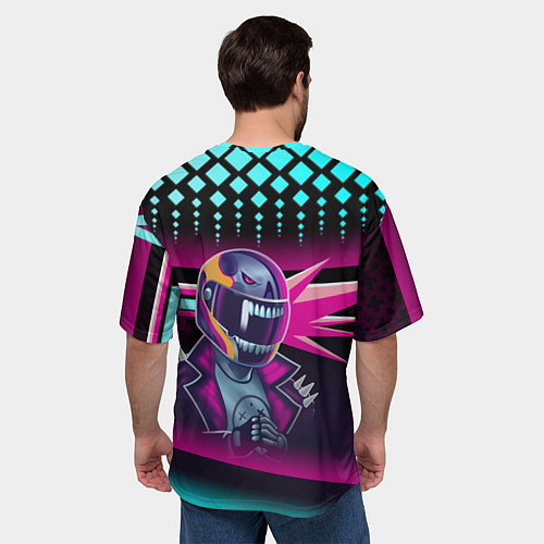 Мужская футболка оверсайз НЕОНОВЫЙ ГОНЩИК / 3D-принт – фото 4