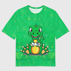 Мужская футболка оверсайз Дракоша-геймер