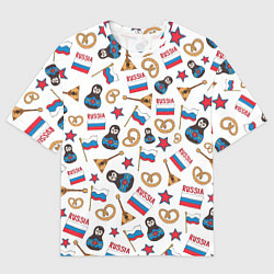 Футболка оверсайз мужская РОССИЯ УЗОР, цвет: 3D-принт