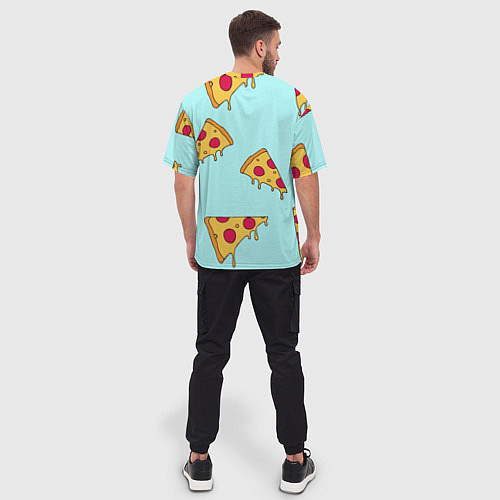 Мужская футболка оверсайз Ароматная пицца / 3D-принт – фото 4