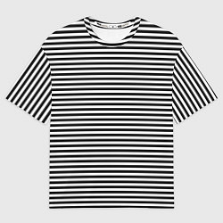 Футболка оверсайз мужская В ЧЕРНО-БЕЛУЮ ПОЛОСКУ, цвет: 3D-принт