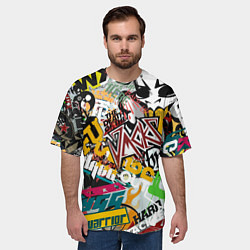 Футболка оверсайз мужская Стикеры, цвет: 3D-принт — фото 2