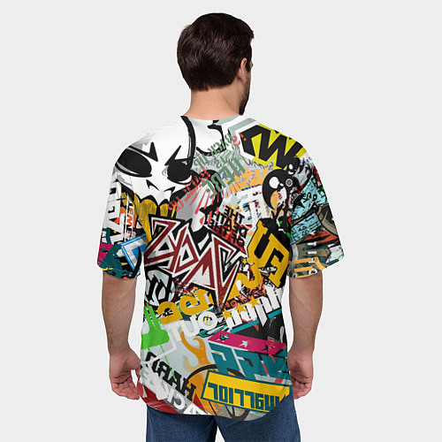 Мужская футболка оверсайз Стикеры / 3D-принт – фото 4
