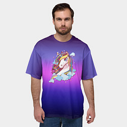 Футболка оверсайз мужская Единорог, цвет: 3D-принт — фото 2