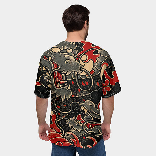 Мужская футболка оверсайз Dsquared tatoo DRAGON / 3D-принт – фото 4