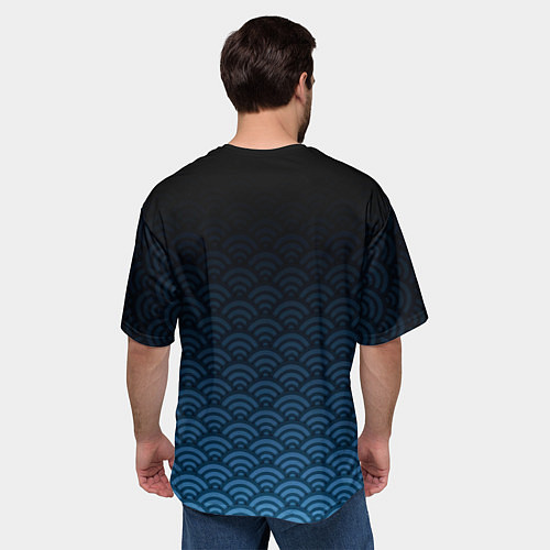 Мужская футболка оверсайз Узор круги темный синий / 3D-принт – фото 4