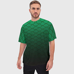 Футболка оверсайз мужская Узор зеленая чешуя дракон, цвет: 3D-принт — фото 2