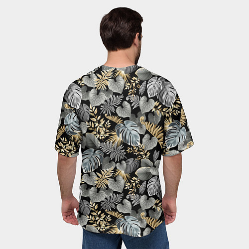 Мужская футболка оверсайз Серебряные листочки / 3D-принт – фото 4