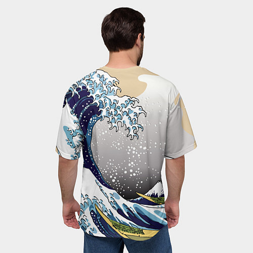 Мужская футболка оверсайз The great wave off kanagawa / 3D-принт – фото 4