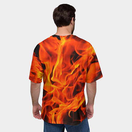 Мужская футболка оверсайз ОГОНЬ / 3D-принт – фото 4
