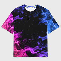 Футболка оверсайз мужская ОГОНЬ НЕОН, цвет: 3D-принт
