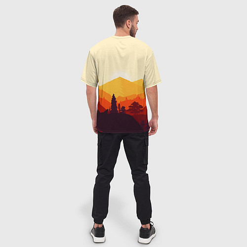 Мужская футболка оверсайз Горы закат пейзаж лиса арт / 3D-принт – фото 4