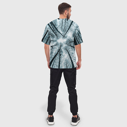 Мужская футболка оверсайз Деревья вид снизу мрачный / 3D-принт – фото 4