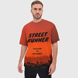 Футболка оверсайз мужская Street runner, цвет: 3D-принт — фото 2