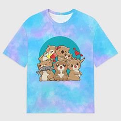 Мужская футболка оверсайз Милые выдры