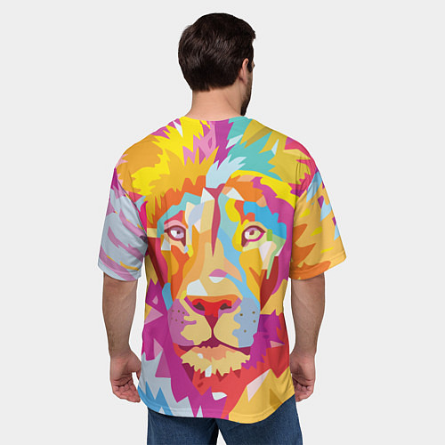 Мужская футболка оверсайз Акварельный лев / 3D-принт – фото 4