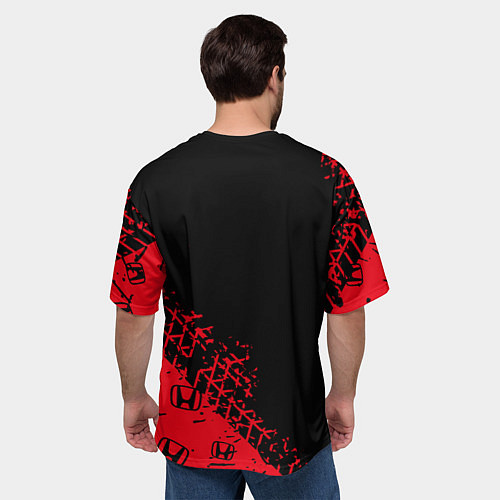 Мужская футболка оверсайз HONDA ХОНДА / 3D-принт – фото 4